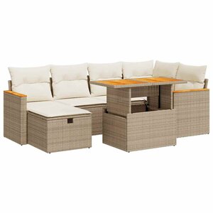vidaXL Salon de jardin avec coussins 8 Pièces beige résine tressée
