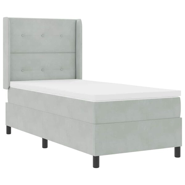 vidaXL Lit à ressorts avec matelas Gris clair 100x200 cm Velours