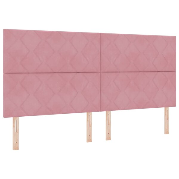 vidaXL Tête de lit Montage mural Géométrique Rose 200 cm Velours
