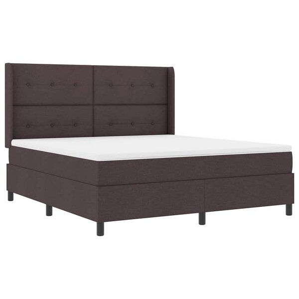 vidaXL Lit à ressorts avec matelas Marron foncé 180 x 200 cm tissu