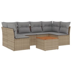 vidaXL Salon de jardin avec coussins 7 Pièces beige résine tressée