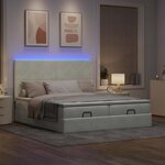 vidaXL Cadre de lit ottoman avec matelas gris clair 200x200 cm velours