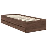 vidaXL Cadre de lit avec tiroir Chêne brun 75 x 190 cm Bois Ingénierie