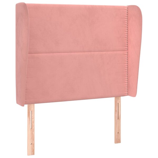 vidaXL Tête de lit avec oreilles Rose 103x23x118/128 cm Velours