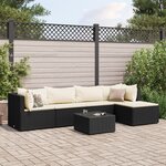 vidaXL Salon de jardin 6 Pièces avec coussins Noir Résine tressée