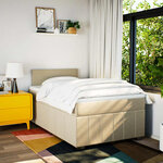 vidaXL Sommier à lattes de lit avec matelas crème 120x190 cm tissu