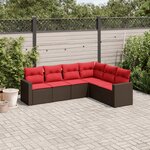 vidaXL Salon de jardin 6 Pièces avec coussins marron résine tressée
