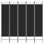 vidaXL Cloison de séparation 5 panneaux Noir 200x200 cm Tissu