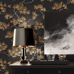 DUTCH WALLCOVERINGS Papier peint Motif avec pins Noir et doré