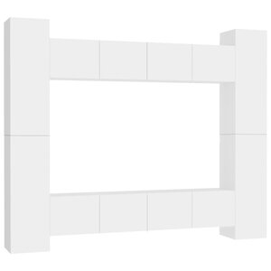 vidaXL Ensemble de meubles TV 8 Pièces Blanc Bois d'ingénierie
