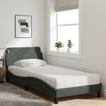 vidaXL Lit avec matelas Dover gris foncé 80x200 cm tissu