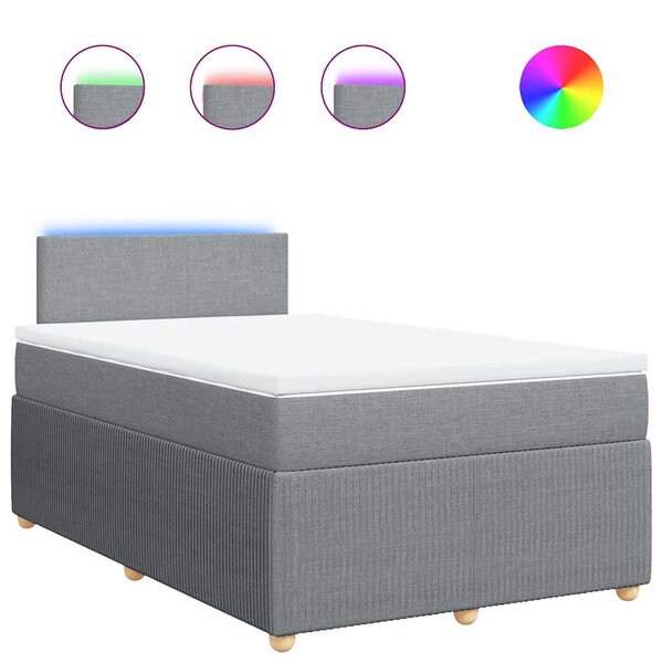 vidaXL Sommier à lattes de lit et matelas gris clair 120x190 cm tissu