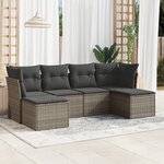 vidaXL Salon de jardin 6 Pièces avec coussins gris résine tressée