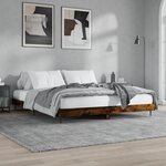 vidaXL Cadre de lit sans matelas chêne fumé 200x200 cm bois ingénierie