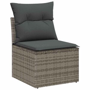 vidaXL Ensemble de canapé de jardin avec coussin 8 Pièces Gris polyrotin