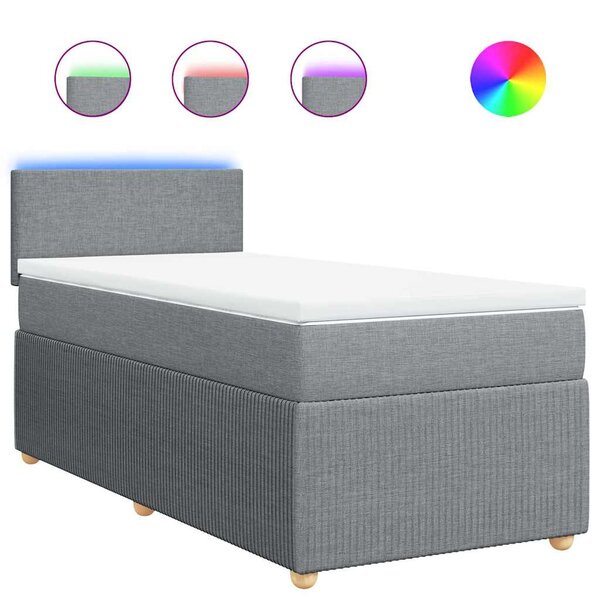 vidaXL Sommier à lattes de lit avec matelas Gris clair 90x200 cm Tissu