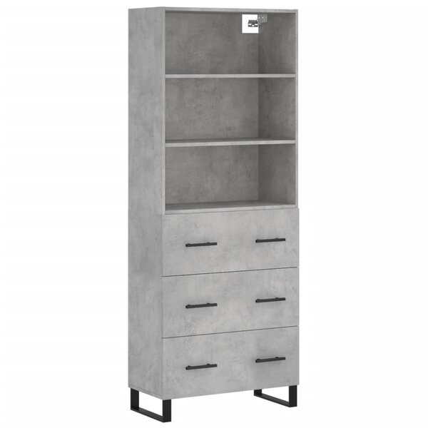 vidaXL Buffet haut Gris béton 69 5x34x180 cm Bois d'ingénierie