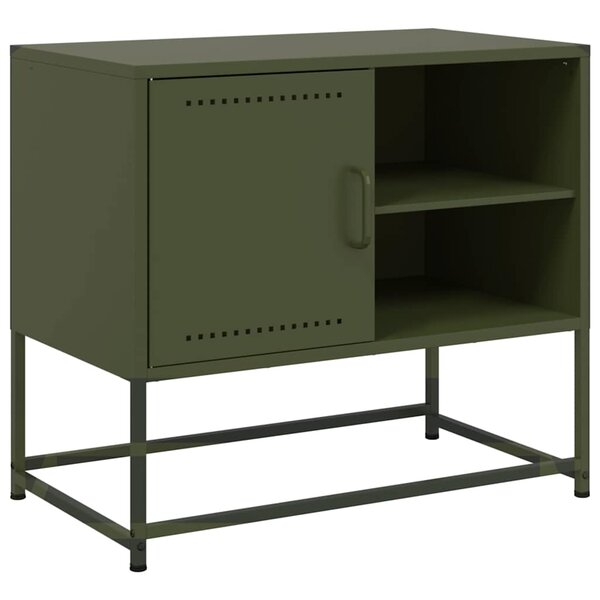 vidaXL Meuble TV vert olive 68x39x60 5 cm acier