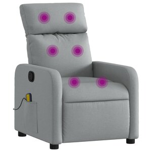 vidaXL Fauteuil inclinable de massage en tissu gris clair