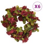 vidaXL Guirlandes de fleurs de Noël 6 Pièces rouge bordeaux 250 cm