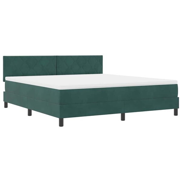 vidaXL Lit à ressorts avec matelas Vert foncé 180 x 200 cm tissu