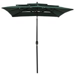 vidaXL Parasol de jardin à 3 niveaux avec mât en aluminium vert 2x2 m