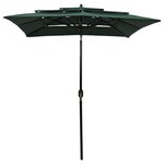 vidaXL Parasol à 3 niveaux avec mât en aluminium Vert 2x2 m