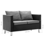 Vidaxl canapé à 2 places simili-cuir noir et gris clair