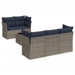 vidaXL Salon de jardin 6 Pièces avec coussins gris résine tressée