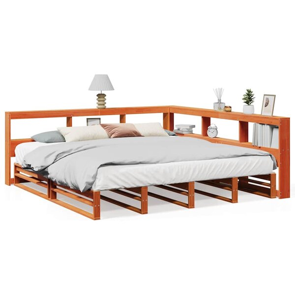 vidaXL Lit bibliothèque sans matelas cire marron 180x200 cm pin massif