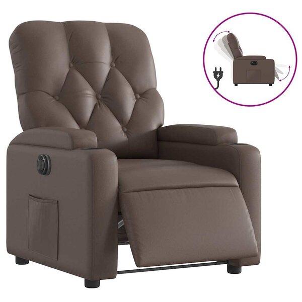 vidaXL Fauteuil inclinable électrique Marron Similicuir