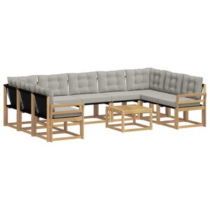 vidaXL Ensemble de canapés d'extérieur 10 pc Blanc et gris clair