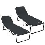 vidaXL Chaise longue pliante 2 Pièces Noir 56 x 189 x 87 cm tissu