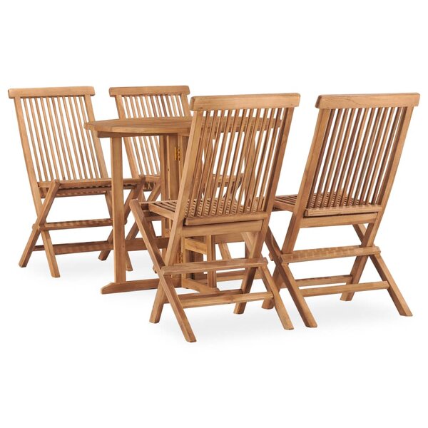 vidaXL Ensemble à manger d'extérieur pliable 5 Pièces Bois solide de teck