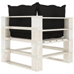 Vidaxl canapé d'angle palette de jardin avec coussins noir bois