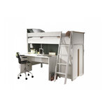 Combinaison lit + garde-robe + bureau blanc