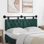 vidaXL Tête de lit suspendue Avec lumière LED Vert foncé Tissu