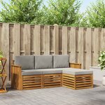 vidaXL Ensemble de canapés d'extérieur 4 Pièces Gris Naturel et Clair