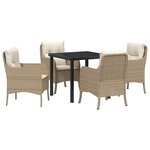 vidaXL Ensemble de salle à manger pour jardin 5 Pièces Beige Poly rotin