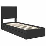 vidaXL Lit de Rangement avec tiroir Noir 75 x 190 cm Bois d'ingénierie