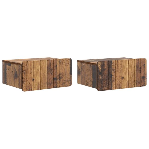 vidaXL Cabinet de chevet mural 2 Pièces Bois ancien 49 x 34 5 x 24 cm
