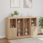 vidaXL Buffets avec lumières LED 3 Pièces chêne sonoma bois d'ingénierie