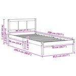 vidaXL Cadre de Lit en Bois de Pin Blanc Bois de Pin Massif 80 x 200 cm