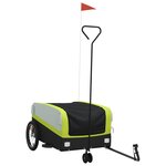vidaXL Remorque de vélo noir et vert 45 kg fer