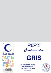 Pqt de 12 Chemises 210 g 240 x 320 mm PEP'S Coloris Vifs Gris ELVE