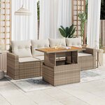 vidaXL Salon de jardin avec coussins 5 Pièces beige résine tressée