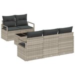 vidaXL Ensemble de canapé de jardin 6 Pièces Gris clair 55 x 55 x 37 cm