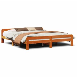 vidaXL Cadre de lit sans matelas cire marron 200x200cm bois pin massif
