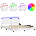 vidaXL Cadre de lit avec LED sans matelas Zadar blanc 180x200 cm