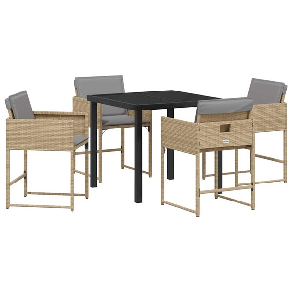 vidaXL Ensemble de salle à manger pour jardin 5 Pièces Beige polyrotin